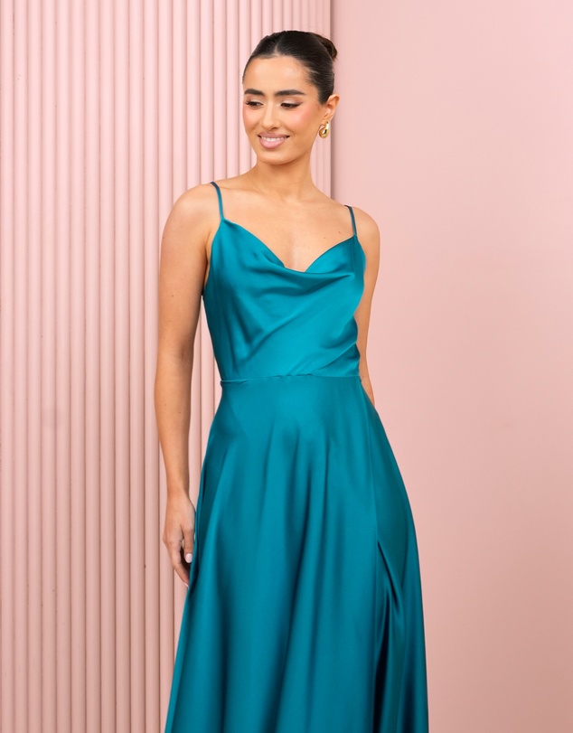 Azzurielle - Quinby Cowl Neck Satin Gown