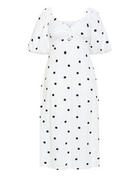 City Chic - Nala Spot Print Twist Front Dress - White