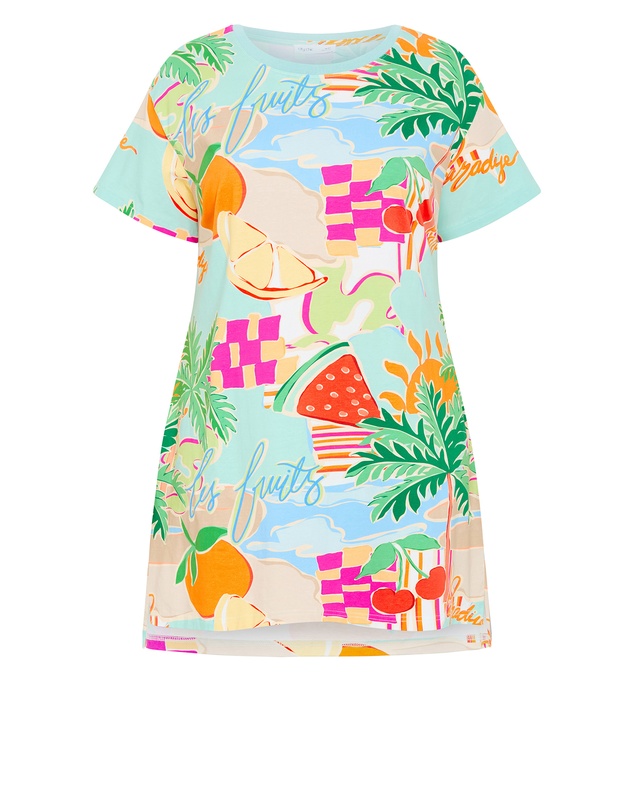 City Chic - Plus size Summer Love Print Sleep Shirt - mint