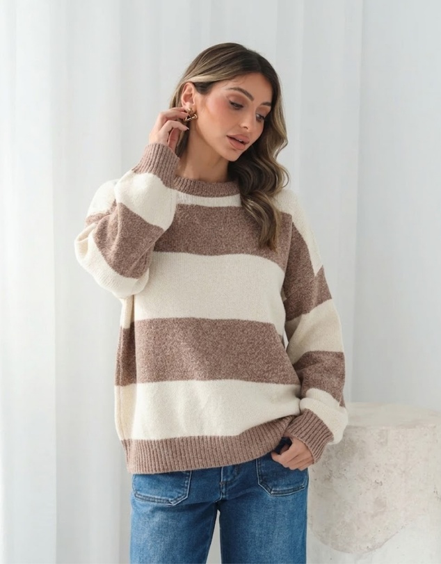 Esther & Co - Arliss Knit - Ivory Stripe