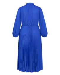 City Chic - Plus size Halle Long Sleeve Pleat Dress - cerulean
