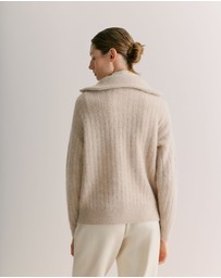 Trenery - Alpaca Merino Blend Half Zip in Stone