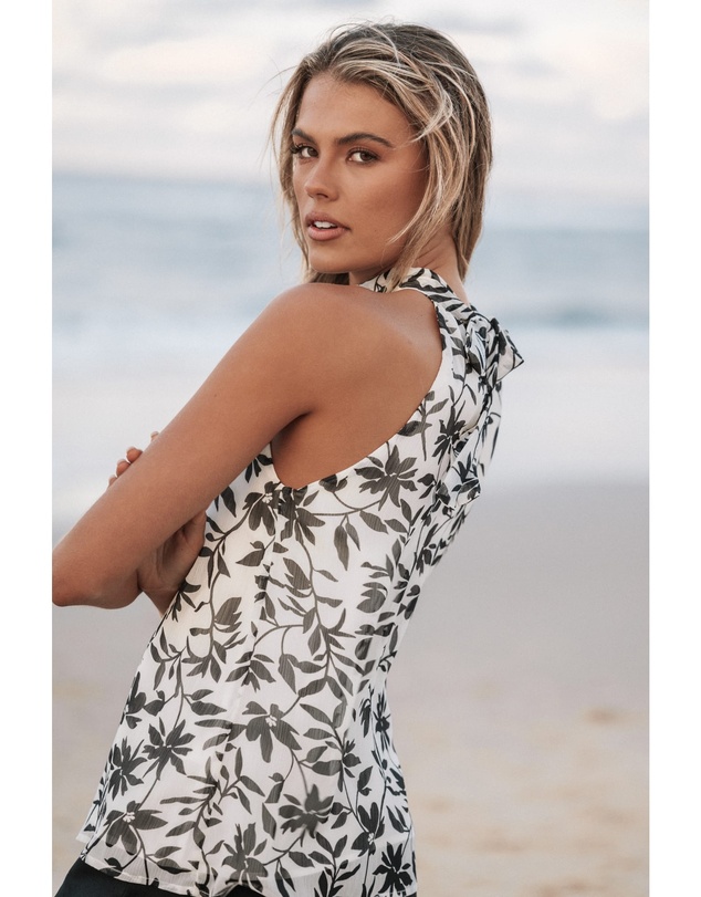 Petal & Pup - Senna Top - White Black Floral