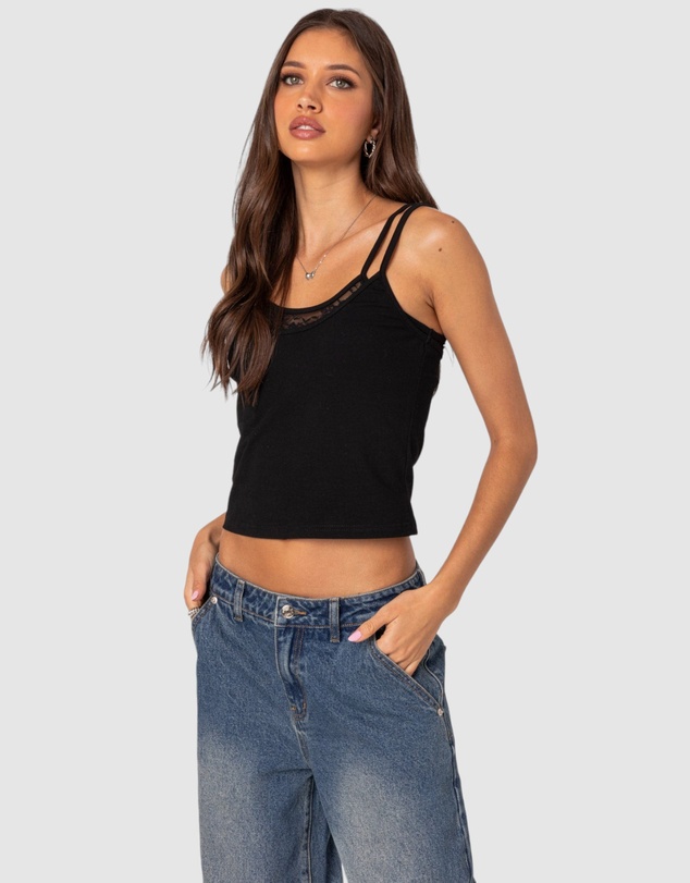 EDIKTED - Carnation Lacey Layered Tank Top
