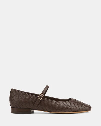 Wittner - Annie Casual Flats Chocolate Woven Leather