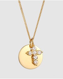 Elli Jewelry - Necklace Cross Zirconia 925 Sterling Silver Gold-plated