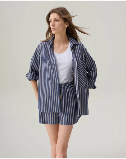 IDA+S - Sybil Striped Cotton Button Down Top
