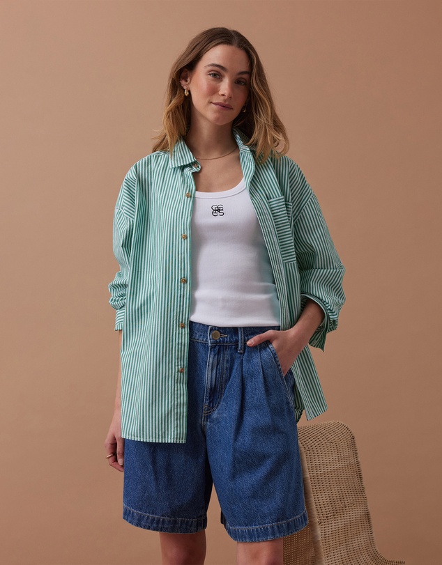 Ceres Life - Sylvie Longline Pleat Denim Short