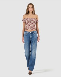 Rolla's - Field Lines Cold Shoulder Top