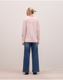 Trenery - Alpaca Merino Cable Yoke Knit in Rose Quartz