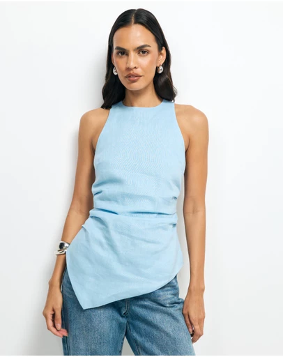 AERE - Frankie Linen Asym Hem Top