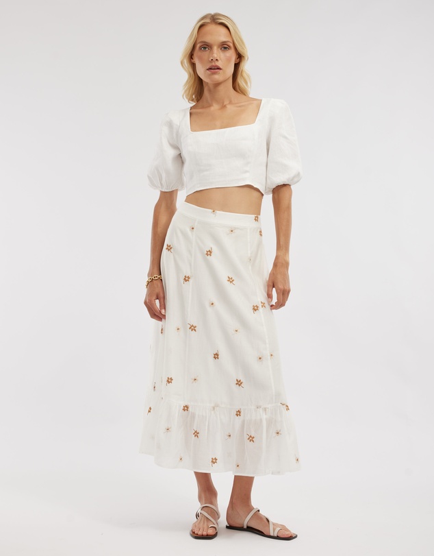 Amelius - Monique Cross Stitch Midi Skirt