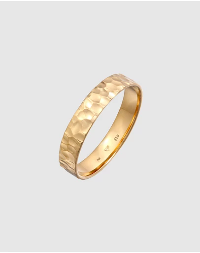 Kuzzoi - ICONIC EXCLUSIVE - Hammered Band Ring in Gold-Plated 925 Sterling Silver