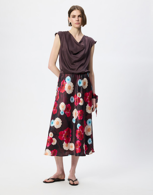 The Social Outfit - Silk Bias Skirt - Cosmic Bloom