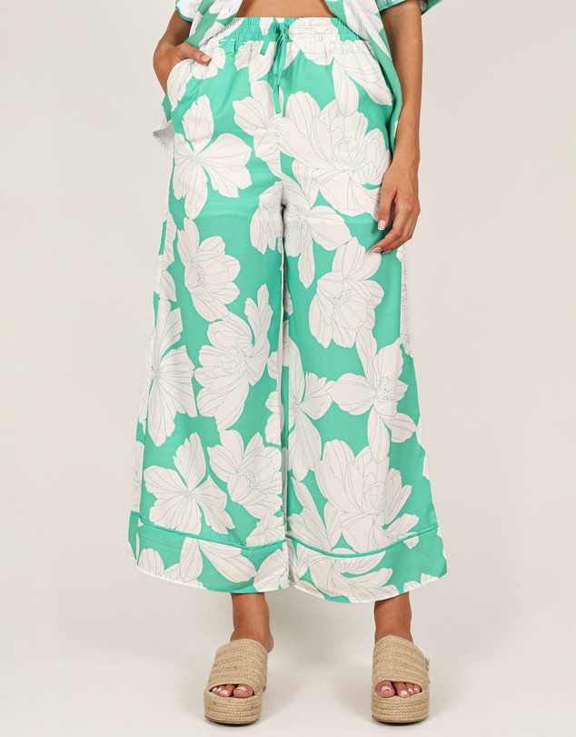 Petal & Pup - Bentley Wide Leg Pant - Green Floral