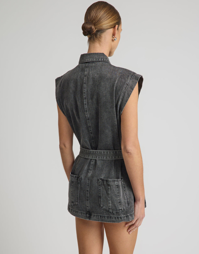 ONE TEASPOON - Rogue Aviator Mini Denim Dress - Washed Black
