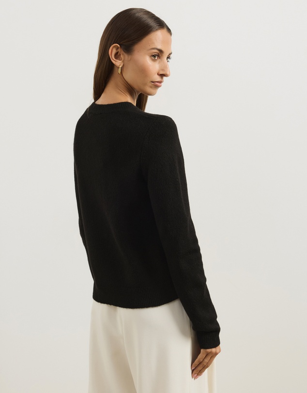 Atmos&Here - Kyra Long Sleeve Knit Lettuce Trim Cardigan
