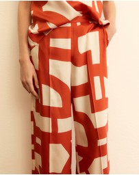 Emme - Geranium Red Printed Trousers