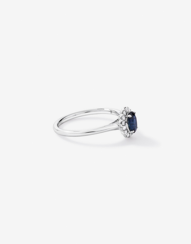 Michael Hill - Australian Sapphire & 0.10 Carat TW Diamond Halo Ring in 10kt White Gold