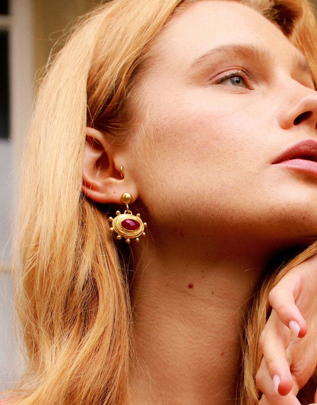 Ottoman Hands - Zand Ruby Drop Earrings