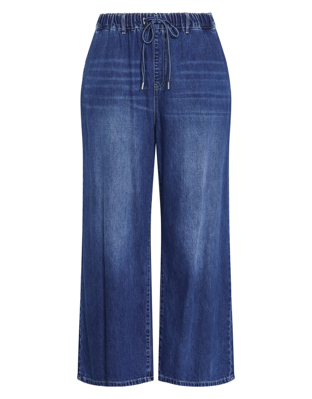 City Chic - Jorja Wide Leg Denim Jean - Mid Wash