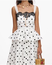 Self Portrait - Polka Dot Linen Midi Dress