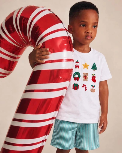Huxbaby - Xmas Time Embroidered Short Sleeve Tee - Babies-Teens