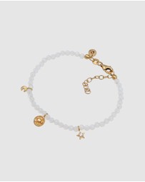 Elli Jewelry - Bracelet with Beads Star Moonstone and Zirconia 925 Sterling Silver Gold-plated