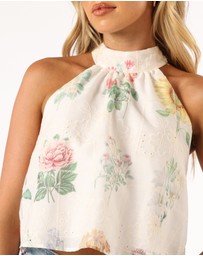 Petal & Pup - Willa Halterneck Top - White Floral