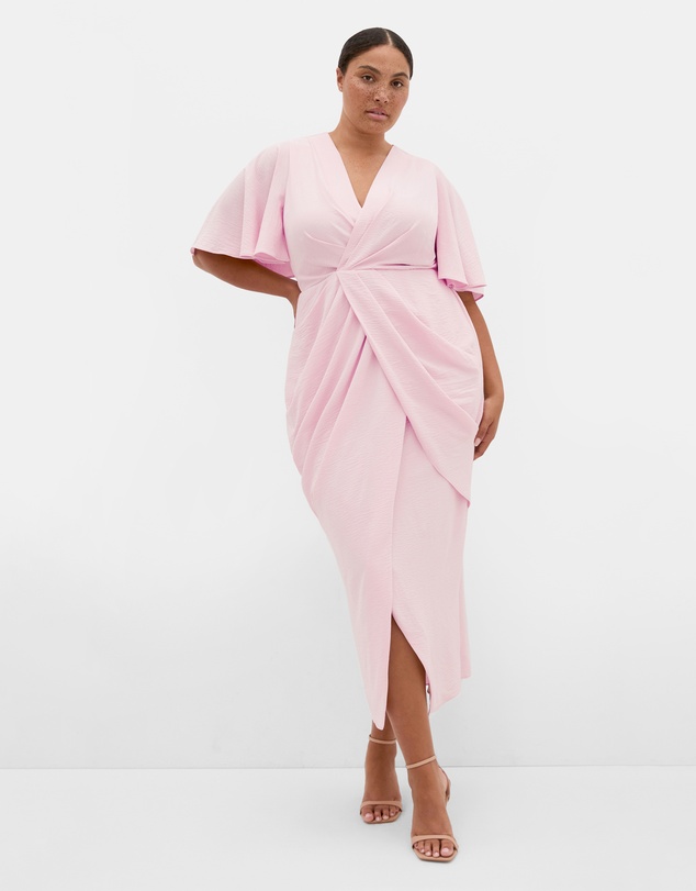 City Chic - Plus size Braelynn Drape Maxi Dress - heavenly pink