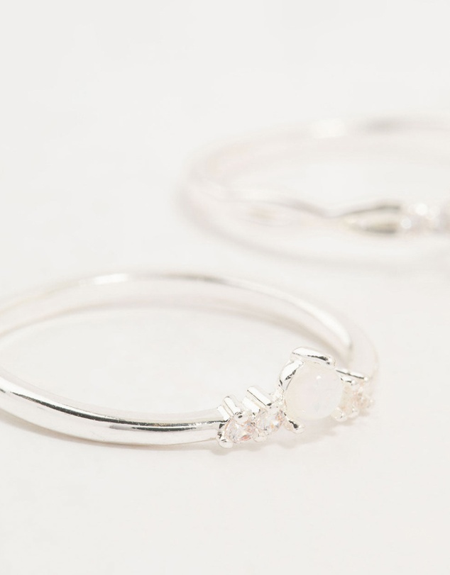 Lovisa - Silver Plated Cubic Zirconia Stacking Rings 3-Pack