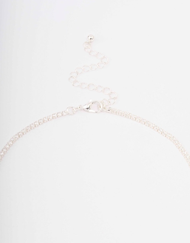Lovisa - Silver Fine Ribbon Cubic Zirconia Lariat Necklace