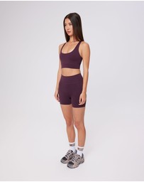 Upstate - Contour+ Mesh Back Crop - Merlot