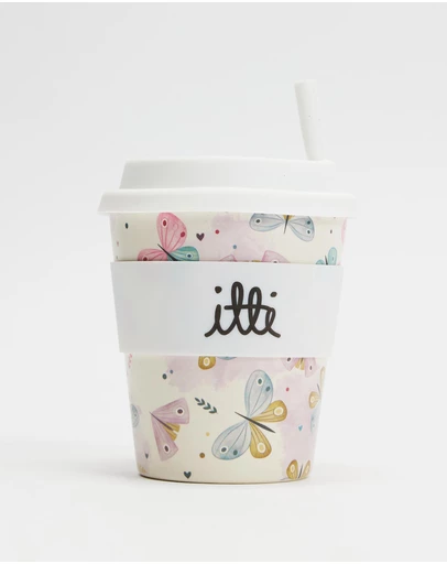 itti bitti - 240ml Reusable Baby Cino Cup With 1 Straws - Butterfly
