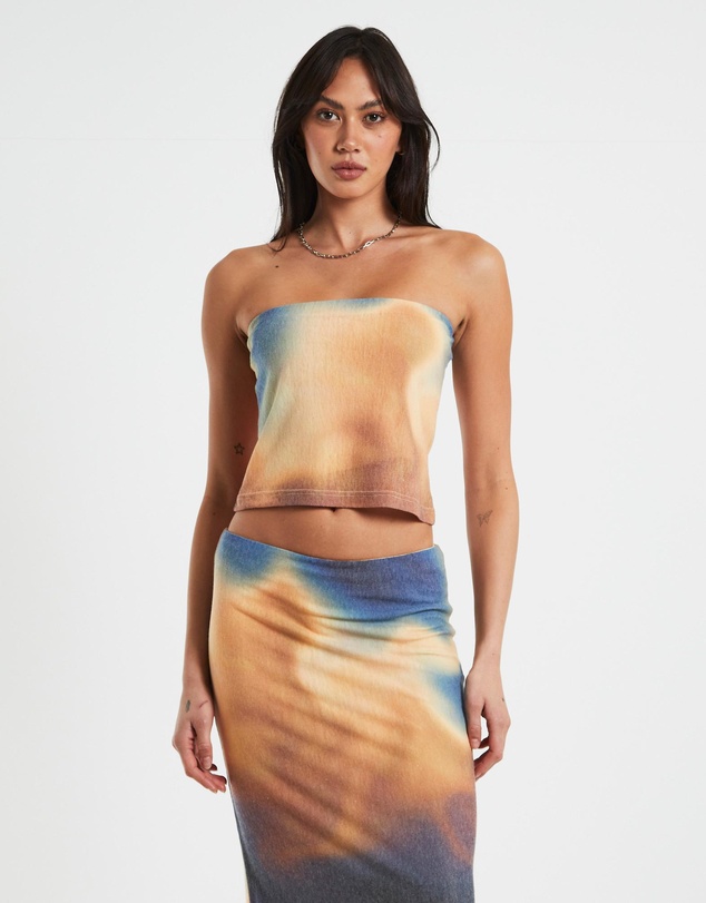 Neon Hart - Della Printed Strapless Knit Top