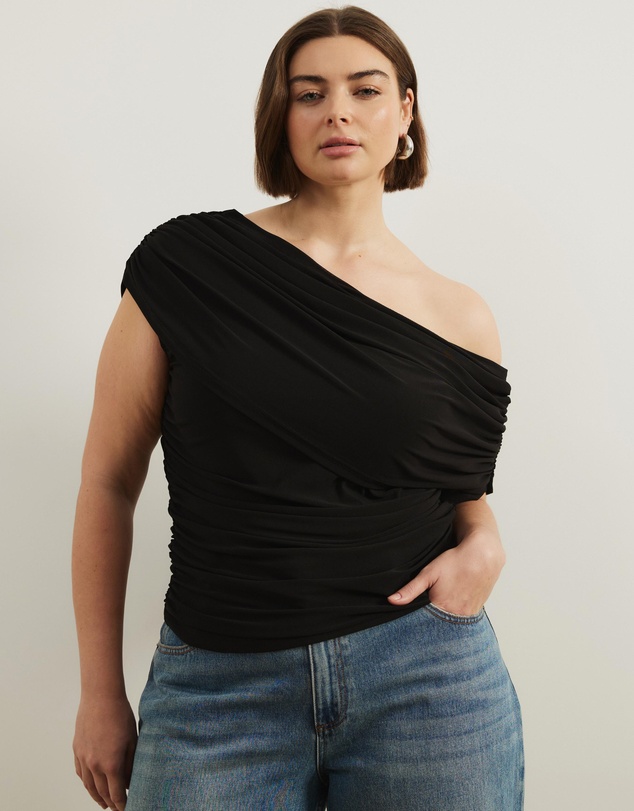 Atmos&Here Curvy - Winnie Off Shoulder Mesh Top