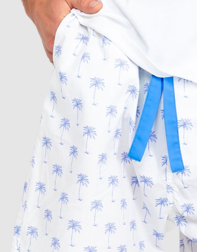 Sant And Abel - Men's Blue Palm Tree Sleep Shorts