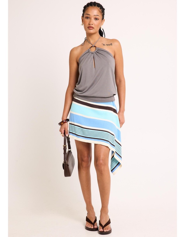 Subtitled - Nahla Striped Asymmetrical Skirt