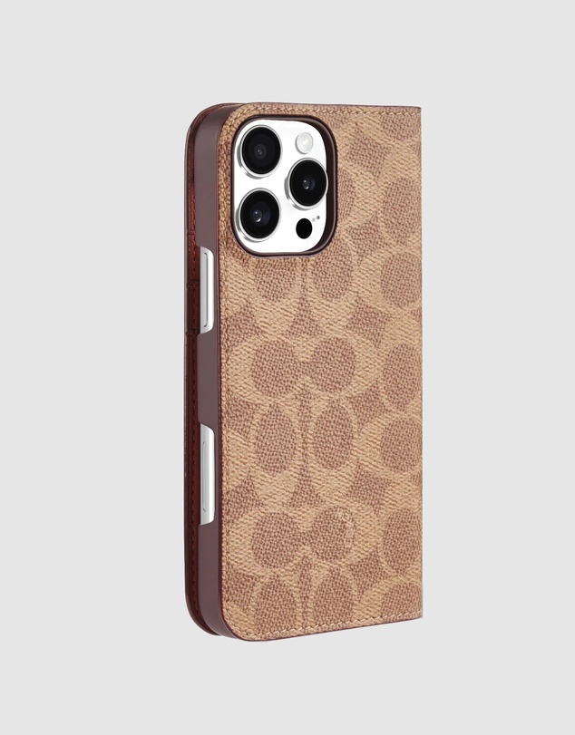 Coach - Coach Folio Case Signature Tan for iPhone 16 Pro