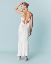 Six Stories - Floral Satin Jacquard Strappy Maxi Dress