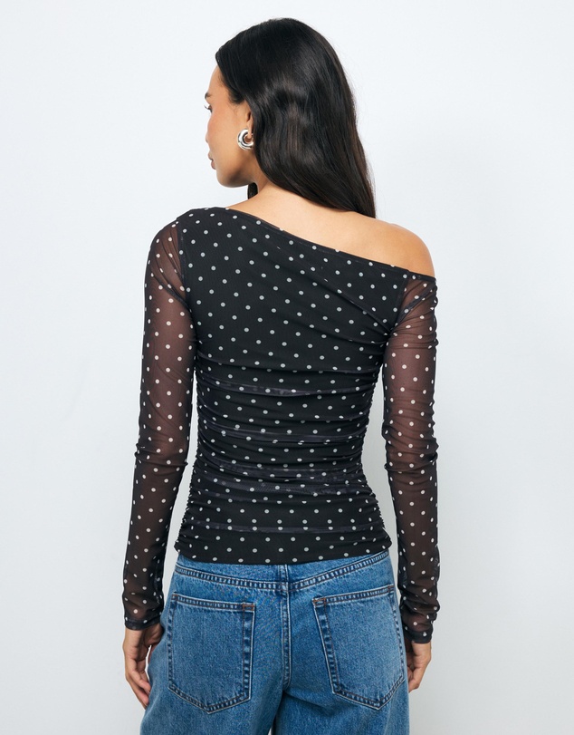 AERE - Chloe Off Shoulder Mesh Top