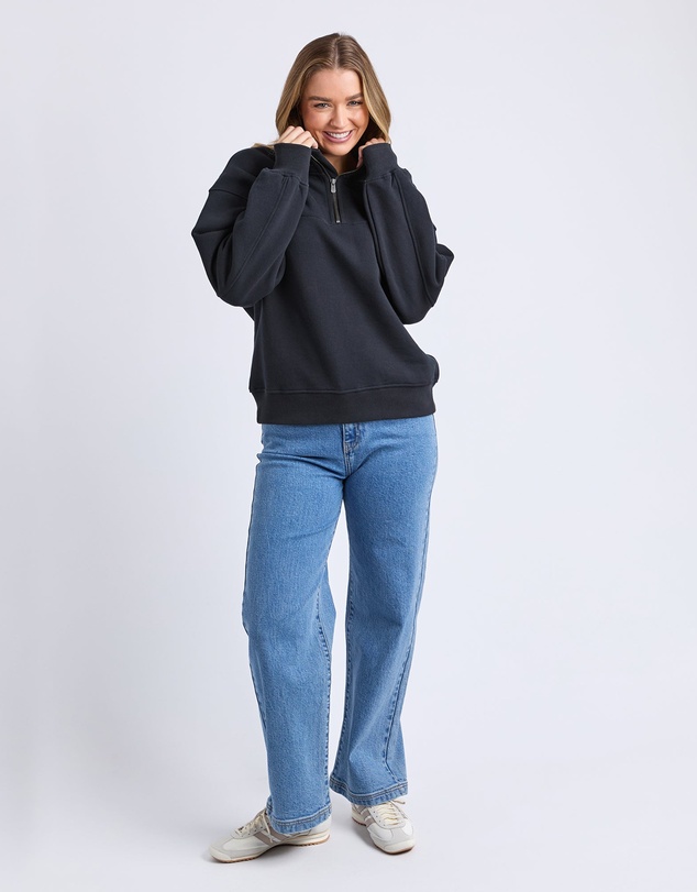Foxwood - College Zip Crew Black On Black