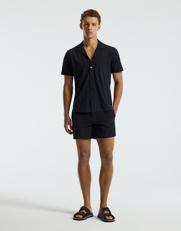 Calibre - Self Stripe Cuban Collar Shirt Black