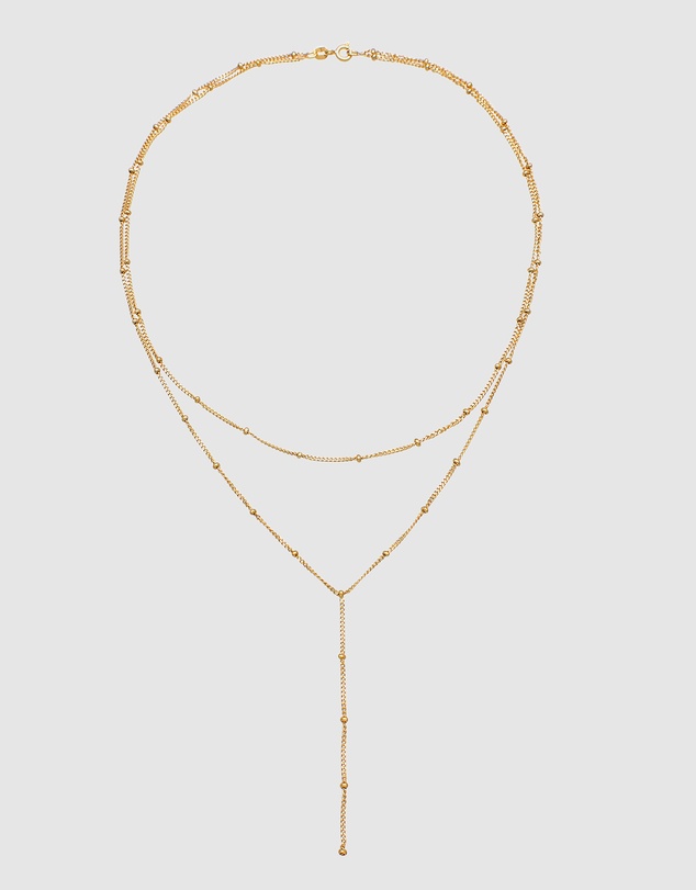 Elli Jewelry - Ball Layer Y-Necklace in Gold-Plated 925 Silver