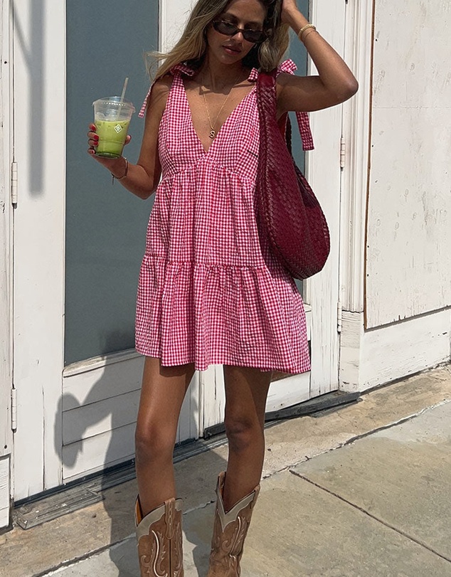 Beginning Boutique - Angel Girl Red Gingham Mini Dress
