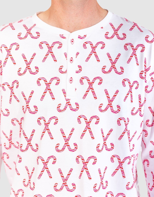 Sant And Abel - Men's Candy Cane Henley Top