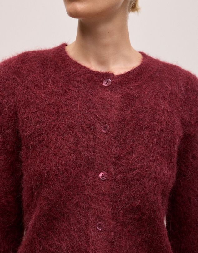 Trenery - Brushed Alpaca Button Through Cardigan in Red Mahogany