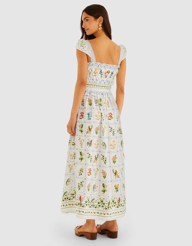 Farm Rio - Tropical Porcelain Off-White Maxi Dress