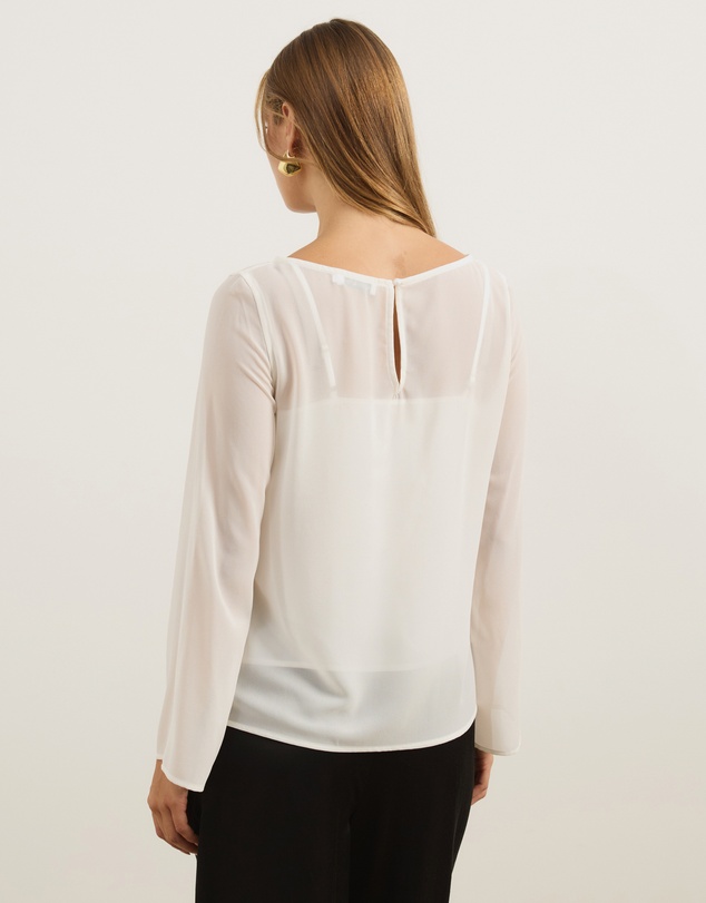Atmos&Here - Leah Chiffon Boat Neck Long Sleeve Top