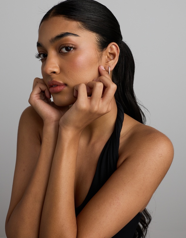 Michael Hill - Half Hoop Stud Earrings with Cubic Zirconia in Sterling Silver